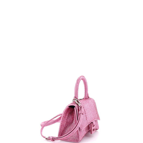 Balenciaga XS Hourglass Top Handle Bag Suede with Crystals - Picture 2 of 5